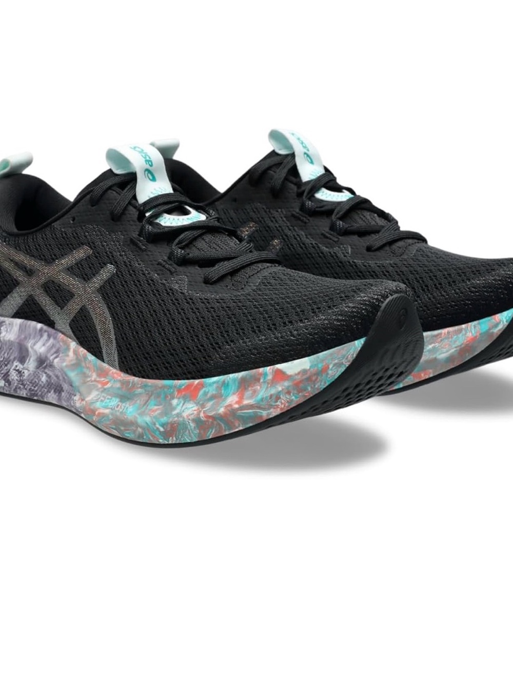 ASICS Men Black Running Shoes with Mint Accents